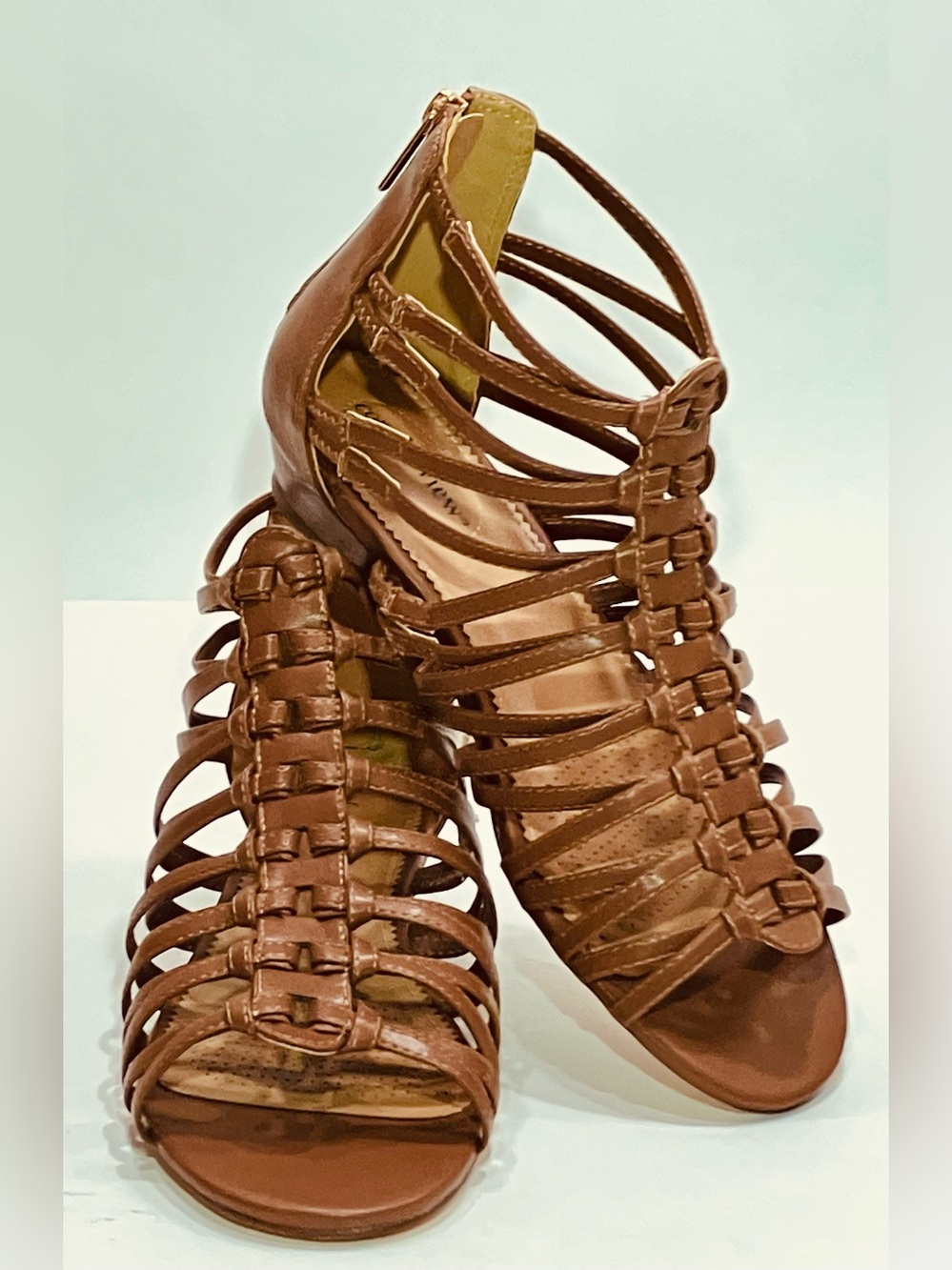 NWT Brown Comfortview “Helen”Strappy Cage Heeled Gladiator Sandals WSz 10 *WIDE*
